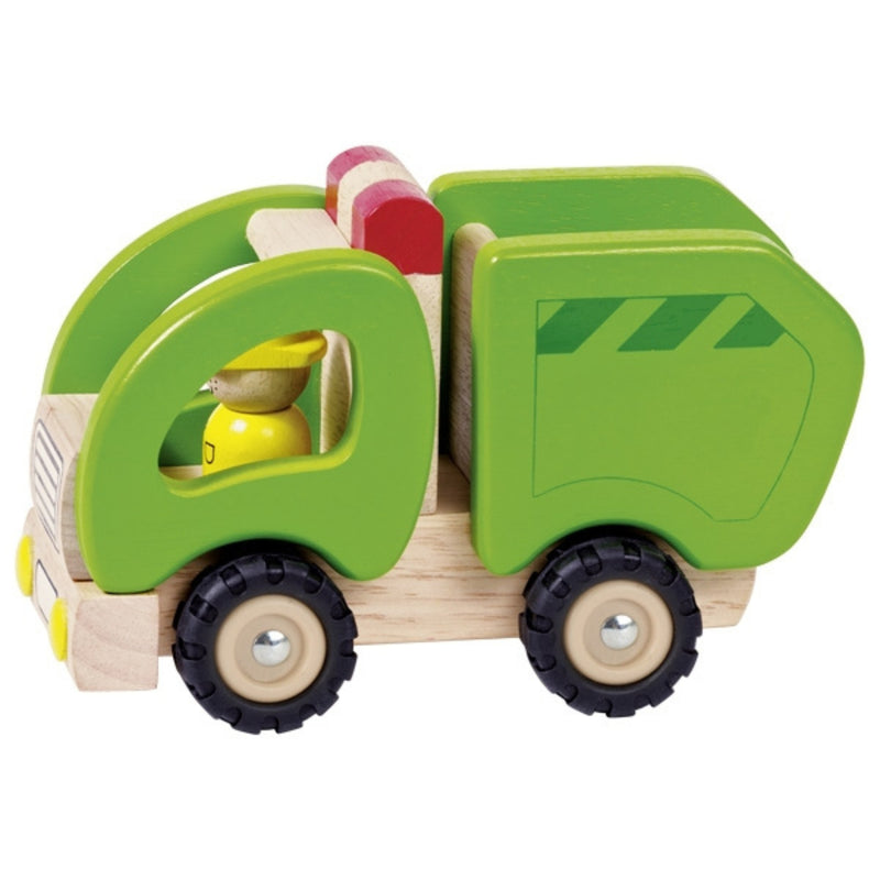 Holz Müllwagen grün 18cm