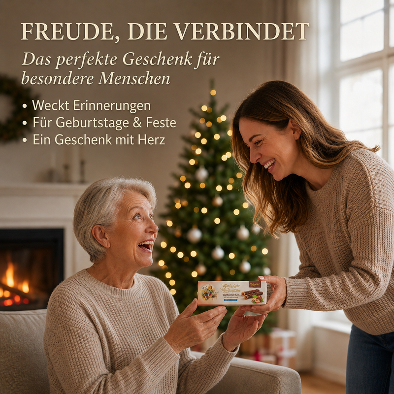 Rotstern Waffelröllchen - Märchenhafter Haselnusstraum - Waffelröllchen mit Haselnusscreme und Milchschokolade 125g