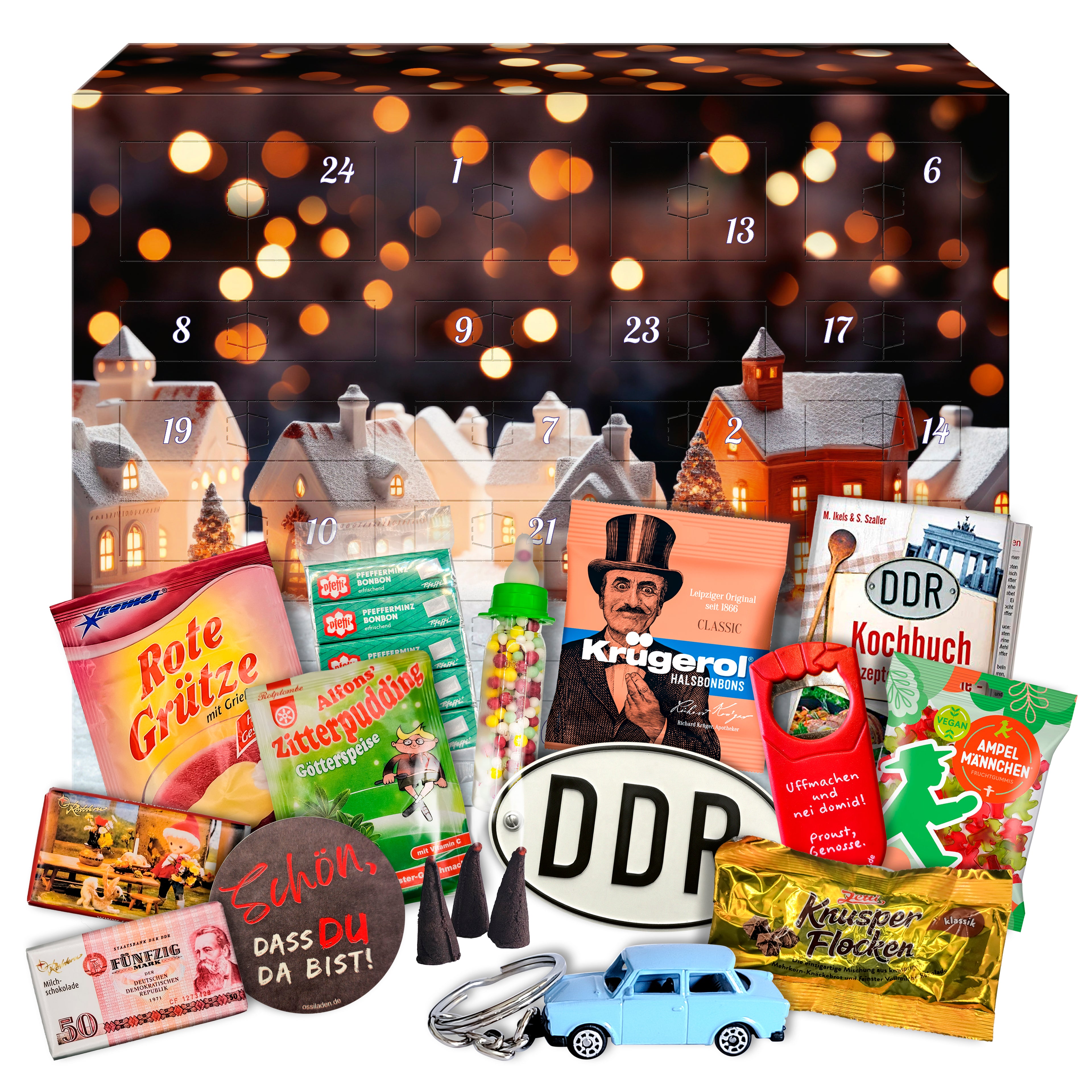 Adventskalender 2025 - Marken wie Zetti, Ampelmann, Komet, Pfeffi – 24 originelle DDR-Geschenke für echte Ostalgie-Fans