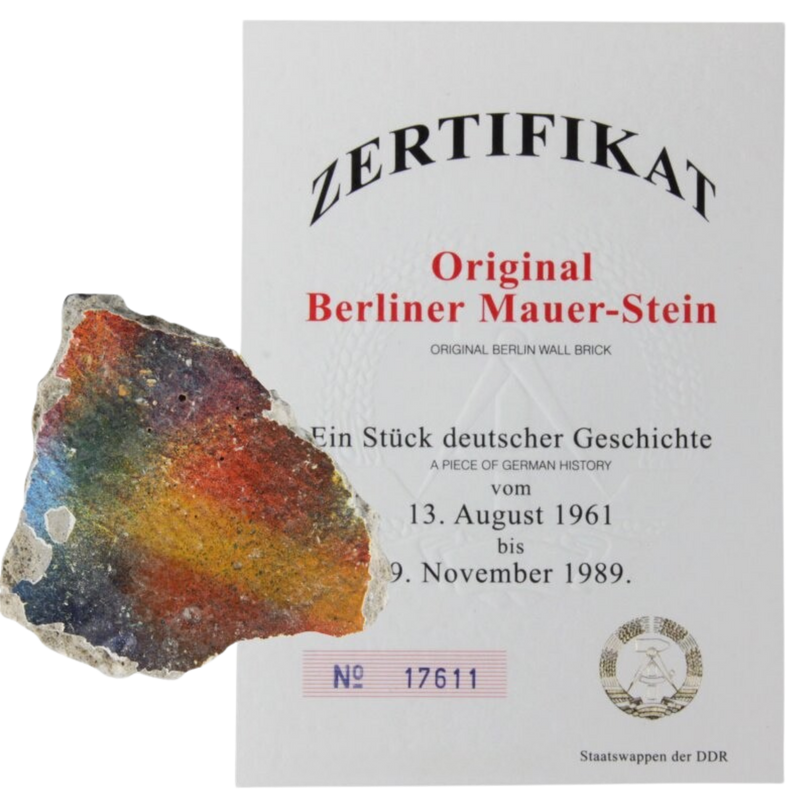 Original Berliner Mauer-Stein ca, 10 cm – Sammlerstück mit Zertifikat & Siegel – Historisches Souvenir aus deutscher Geschichte
