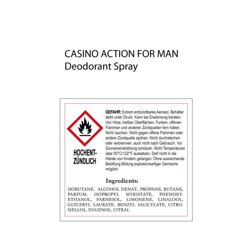 ACTION Parfum Deodorant Spray für Männer - 150ml (Casino) - maskulin-eleganter Duft