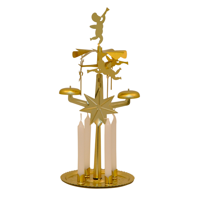 Lichter-Glocken-Spiel aus Metall mit 4 Kerzen – festliche Weihnachtsdekoration, 25 cm