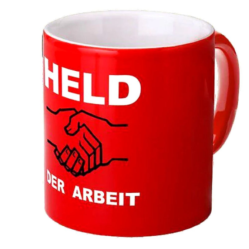 Roter Held-der-Arbeit-Becher – Keramik-Tasse mit Aufdruck Held der Arbeit - 0,30 l - spülmaschinenfest