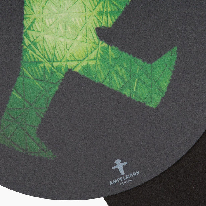 Mousepad Ampelmann Geher – Ø 21 cm, Schwarz mit grünem Druck, rutschfest & abwaschbar