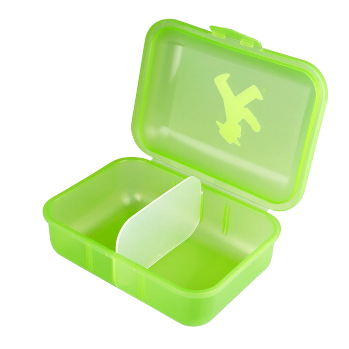 Grüne Pausenbrot-Box für Kinder mit Trennfach - 13x18x6,5 cm - und Ampelmann-Aufdruck