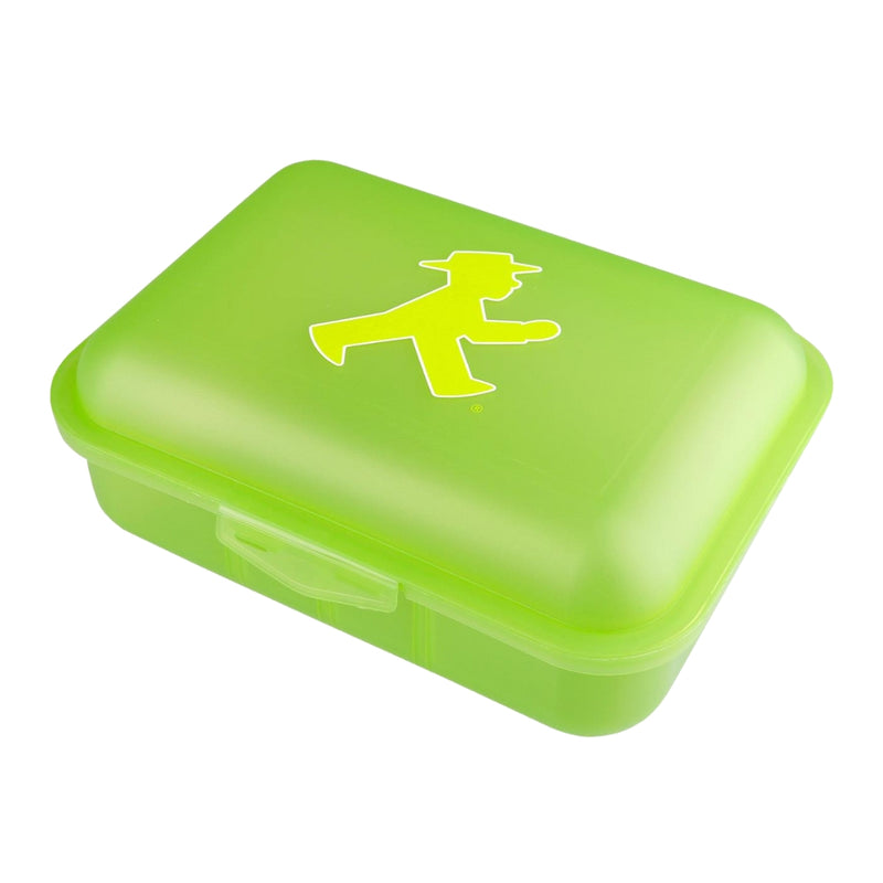 Grüne Pausenbrot-Box für Kinder mit Trennfach - 13x18x6,5 cm - und Ampelmann-Aufdruck