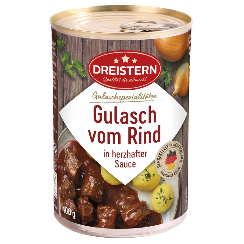 Dreistern Rindergulasch in herzhafter Sauce - 400g Dose