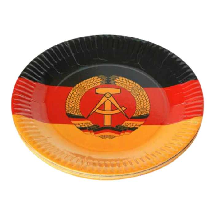 10 x Pappteller –  DDR-Motiv in schwarz-rot-gold Ø 23 cm
