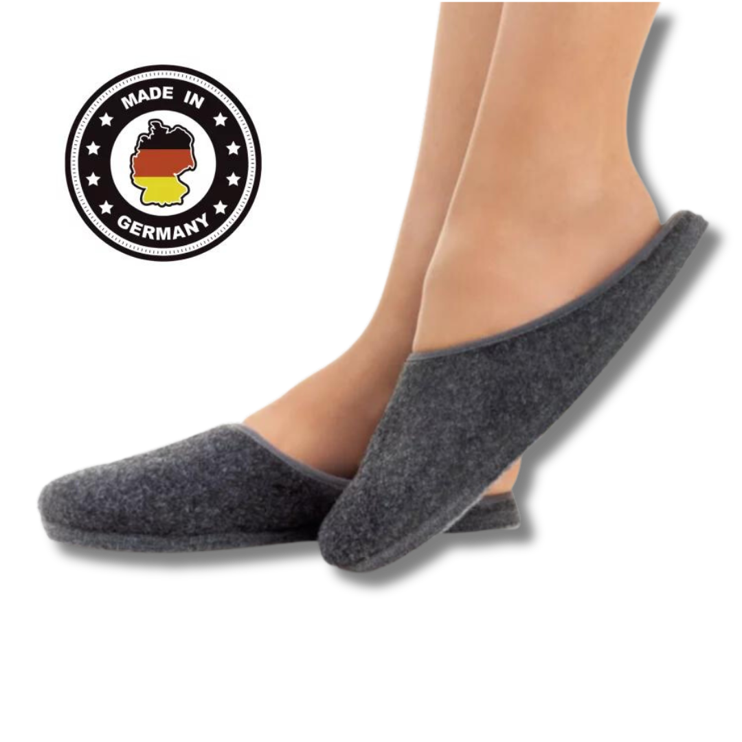 Pantoffel Hausschuhe in Anthrazit - Filz - made in Germany.