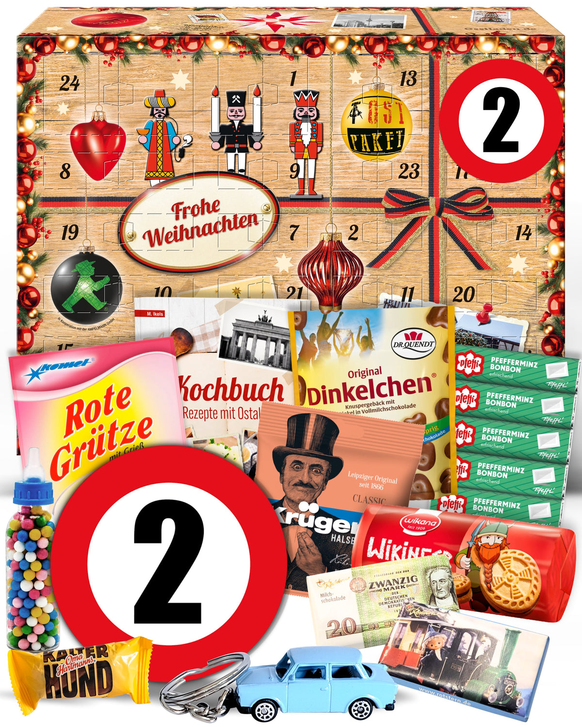Geburtstag 2 - Ostalgie Adventskalender 2026 – 24 Erinnerungen & Kultprodukte mit Marken wie Viba, Halloren, Zetti, Komet & Pfeffi