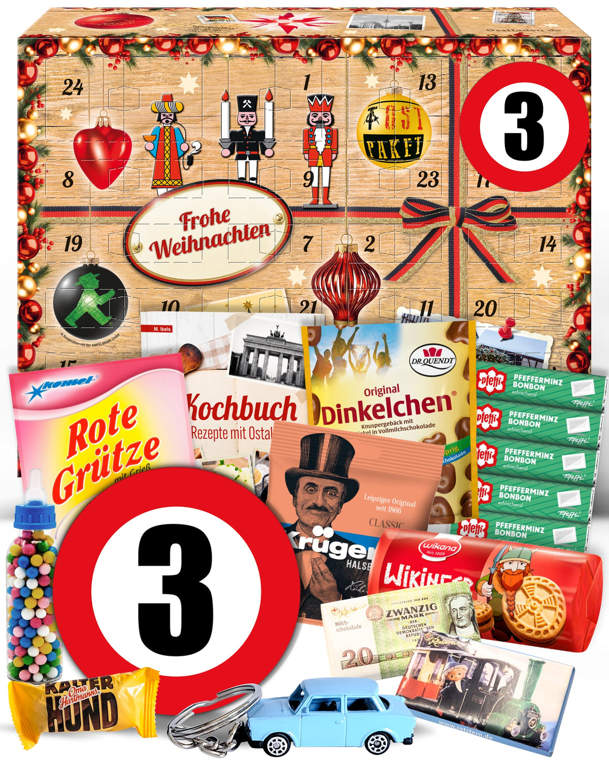 Geburtstag 3 - Ostalgie Adventskalender 2026 – 24 Erinnerungen & Kultprodukte mit Marken wie Viba, Halloren, Zetti, Komet & Pfeffi