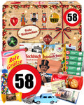 Geburtstag 58 - Ostalgie Adventskalender 2026 – 24 Erinnerungen & Kultprodukte mit Marken wie Viba, Halloren, Zetti, Komet & Pfeffi