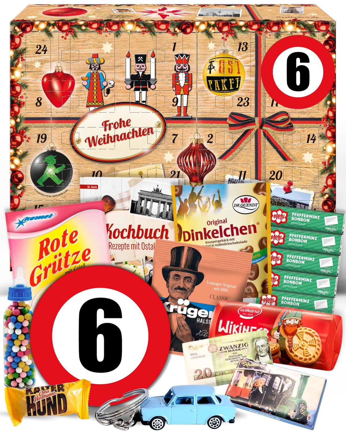 Geburtstag 6 - Ostalgie Adventskalender 2026 – 24 Erinnerungen & Kultprodukte mit Marken wie Viba, Halloren, Zetti, Komet & Pfeffi