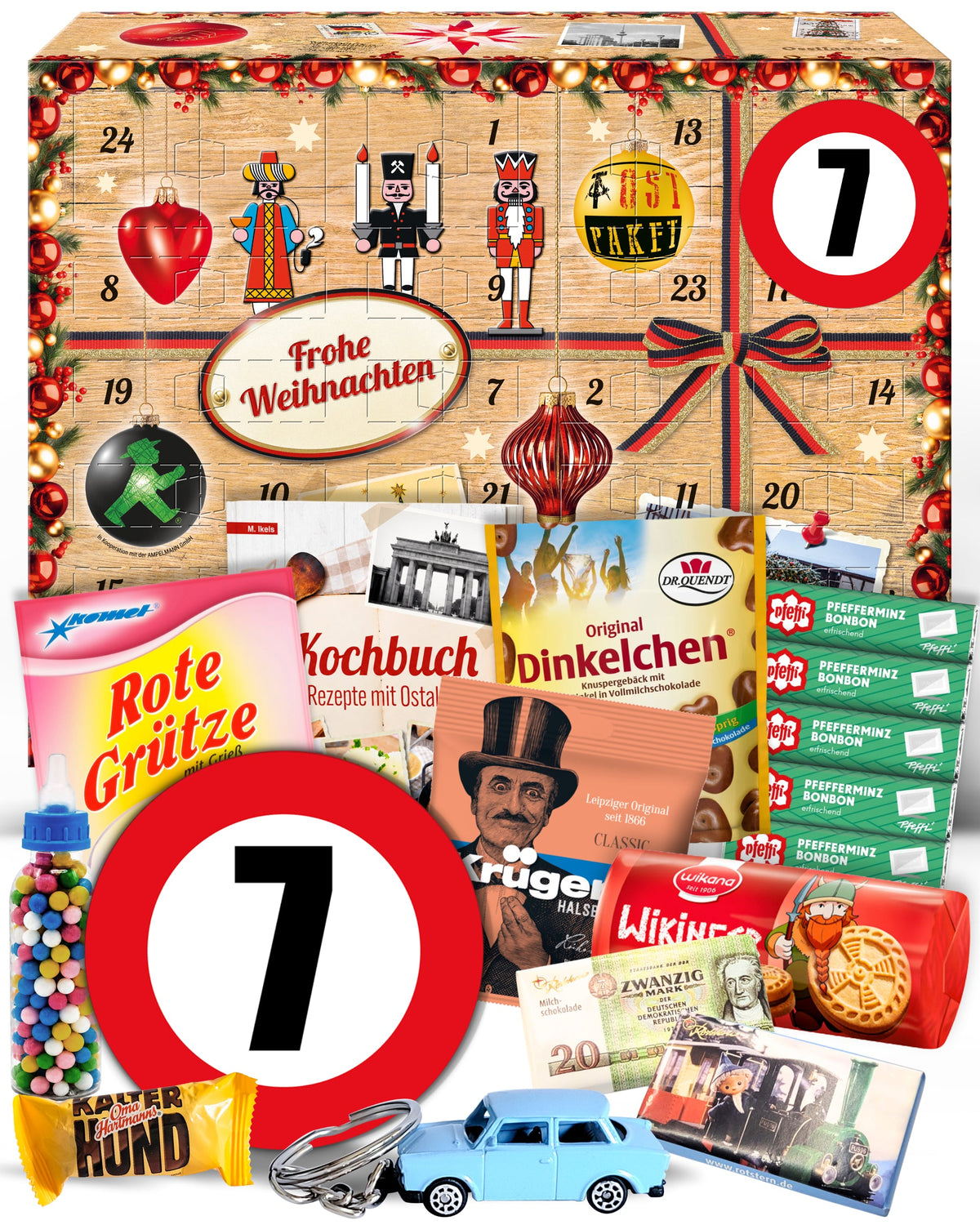 Geburtstag 7 - Ostalgie Adventskalender 2026 – 24 Erinnerungen & Kultprodukte mit Marken wie Viba, Halloren, Zetti, Komet & Pfeffi