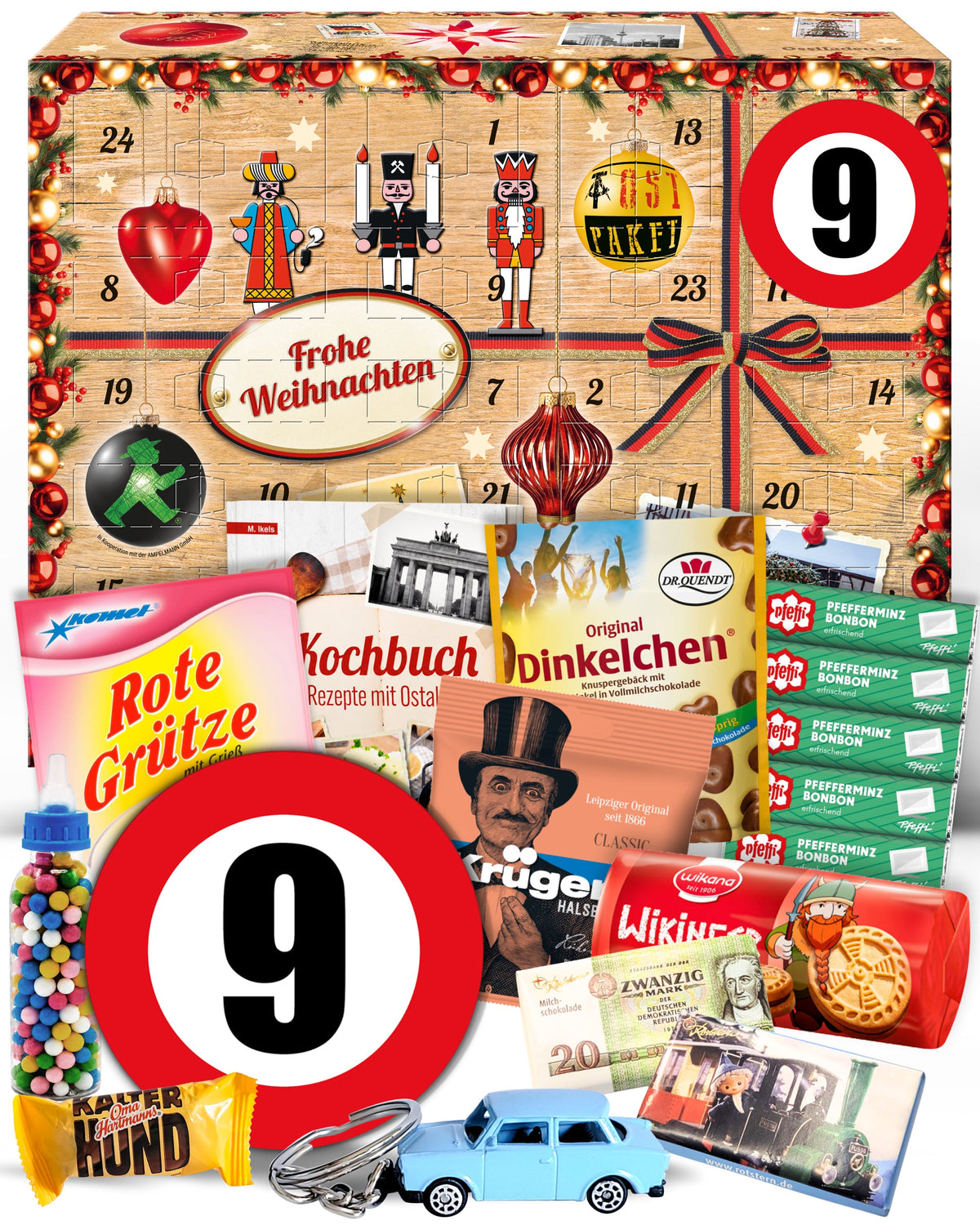 Geburtstag 9 - Ostalgie Adventskalender 2026 – 24 Erinnerungen & Kultprodukte mit Marken wie Viba, Halloren, Zetti, Komet & Pfeffi