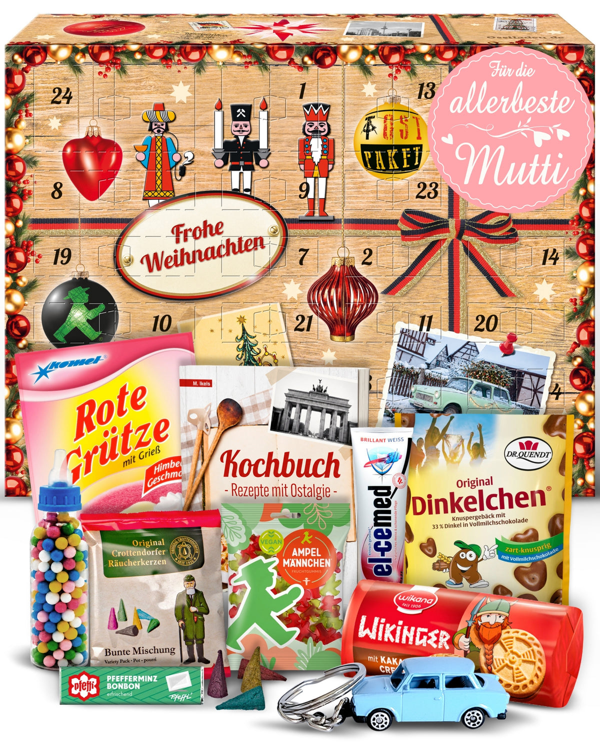 Für die allerbeste Mutti - Ostalgie Adventskalender 2026 – 24 Erinnerungen & Kultprodukte mit Marken wie Viba, Halloren, Zetti, Komet & Pfeffi