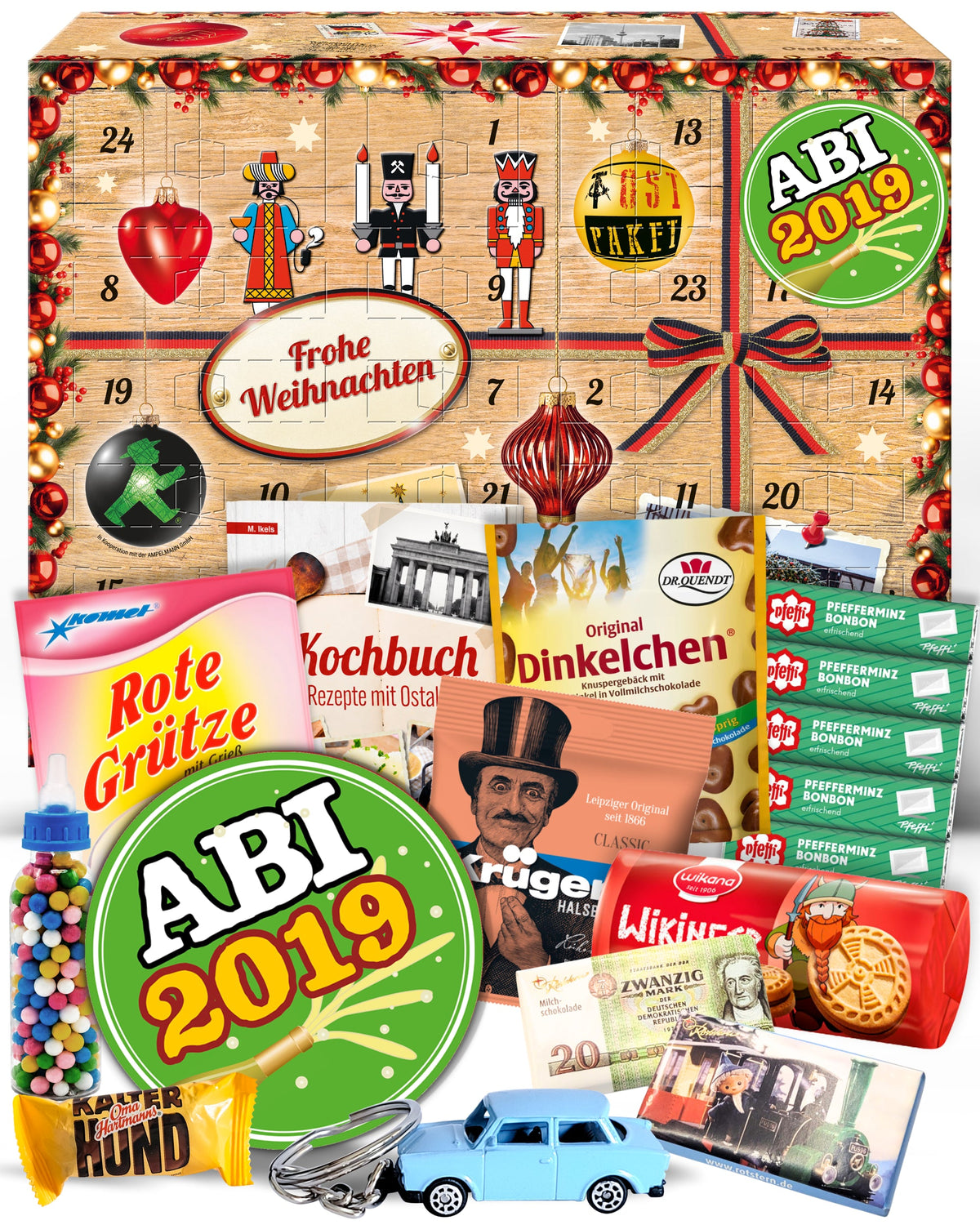 Abi 2019 - Ostalgie Adventskalender 2026 – 24 Erinnerungen & Kultprodukte mit Marken wie Viba, Halloren, Zetti, Komet & Pfeffi
