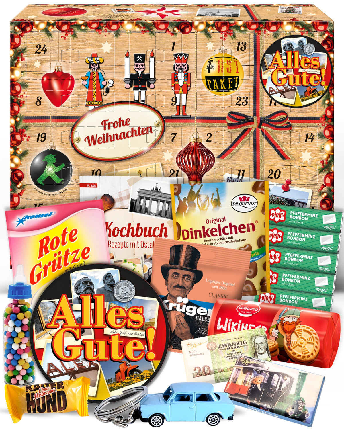 Alles Gute - Ostalgie Adventskalender 2026 – 24 Erinnerungen & Kultprodukte mit Marken wie Viba, Halloren, Zetti, Komet & Pfeffi