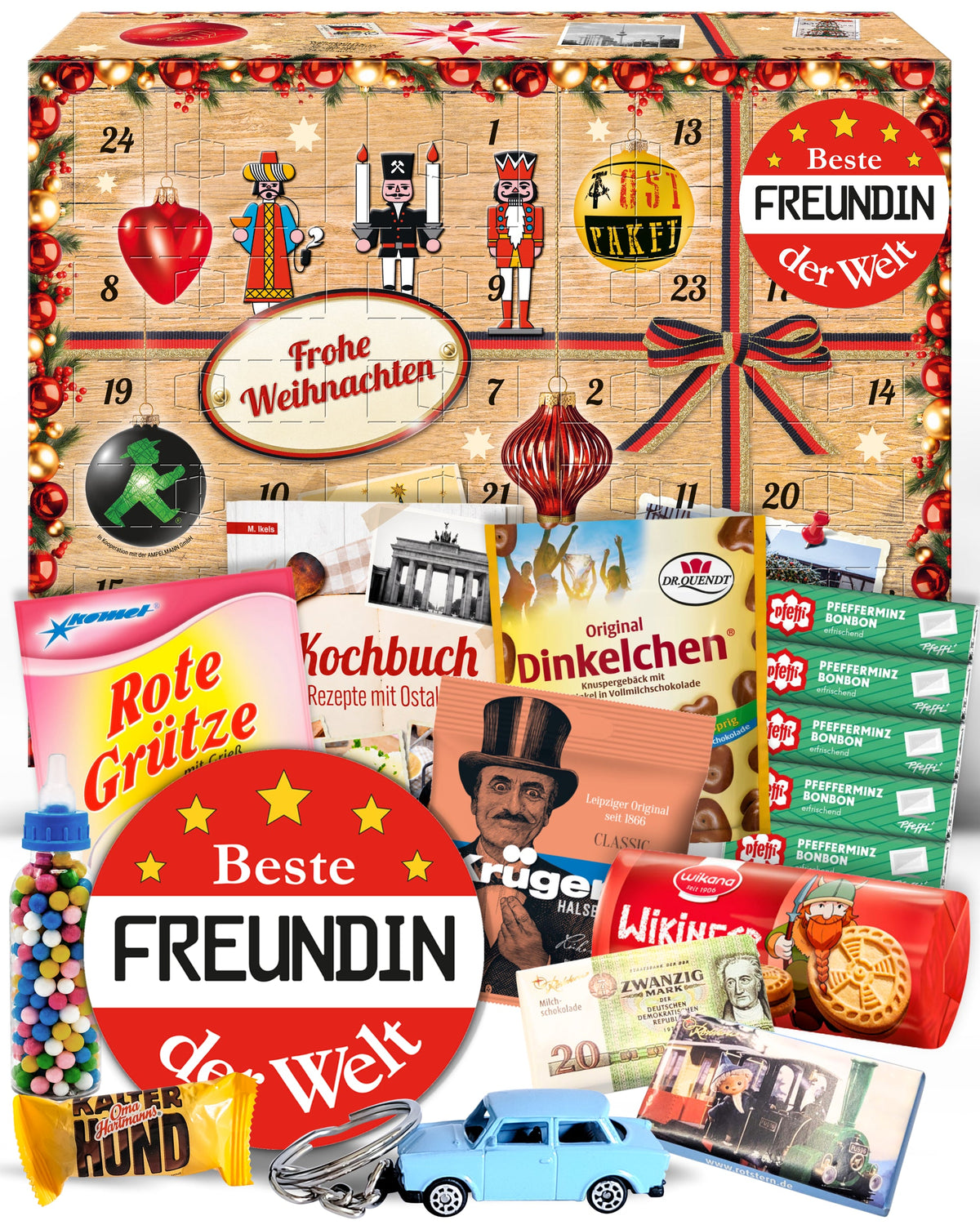 Beste Freundin - Ostalgie Adventskalender 2026 – 24 Erinnerungen & Kultprodukte mit Marken wie Viba, Halloren, Zetti, Komet & Pfeffi
