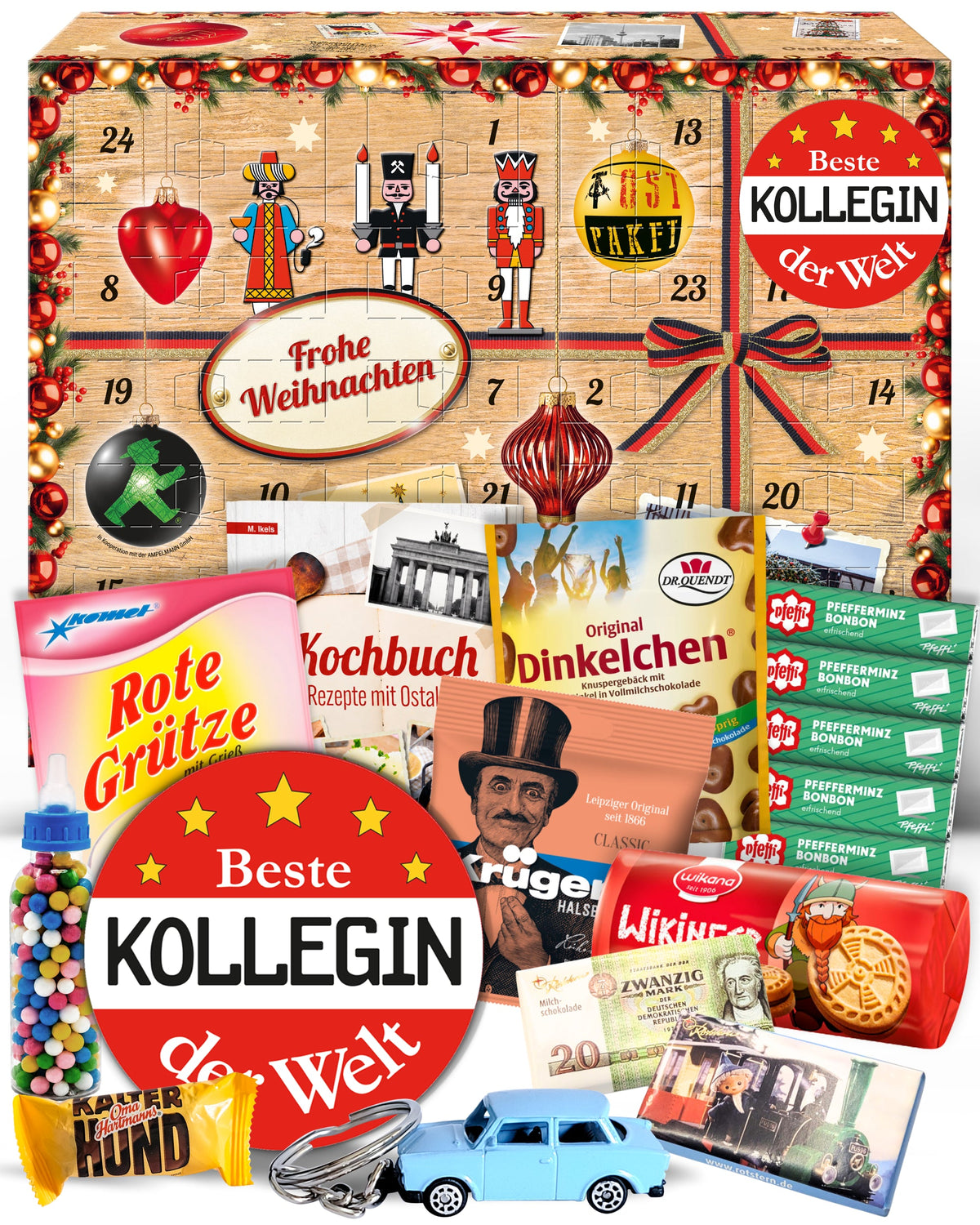 Beste Kollegin - Ostalgie Adventskalender 2026 – 24 Erinnerungen & Kultprodukte mit Marken wie Viba, Halloren, Zetti, Komet & Pfeffi