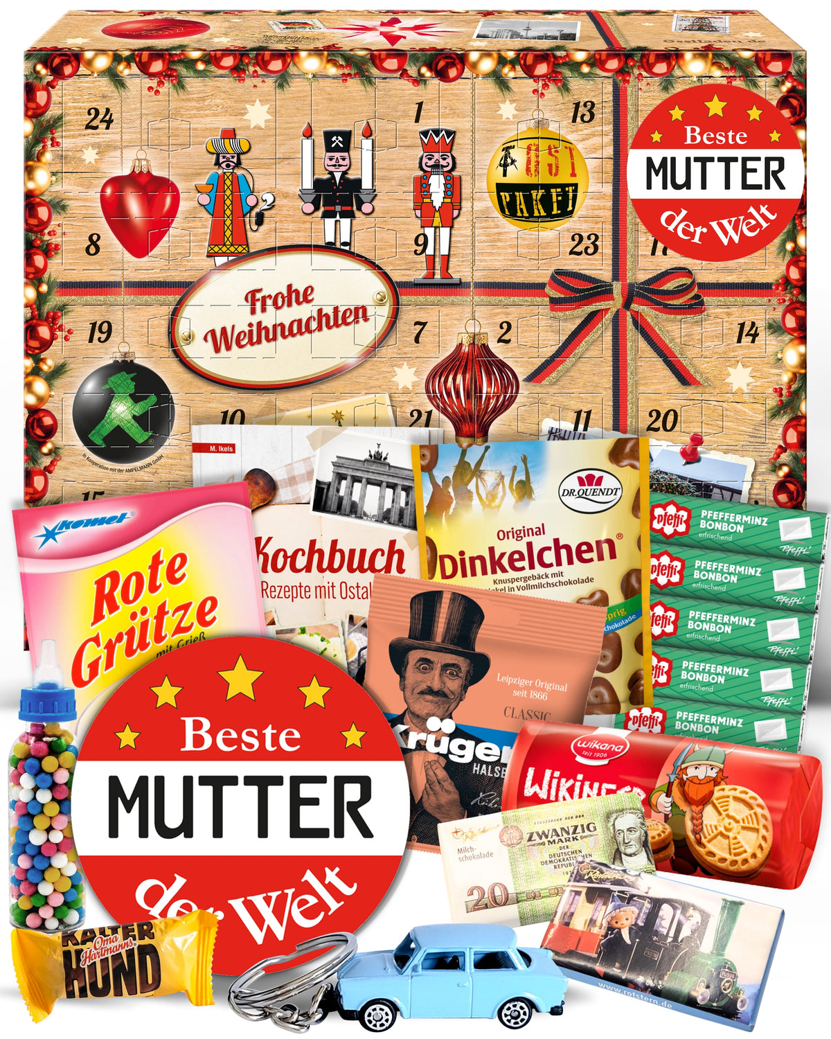 Beste Mutter der Welt - Ostalgie Adventskalender 2026 – 24 Erinnerungen & Kultprodukte mit Marken wie Viba, Halloren, Zetti, Komet & Pfeffi