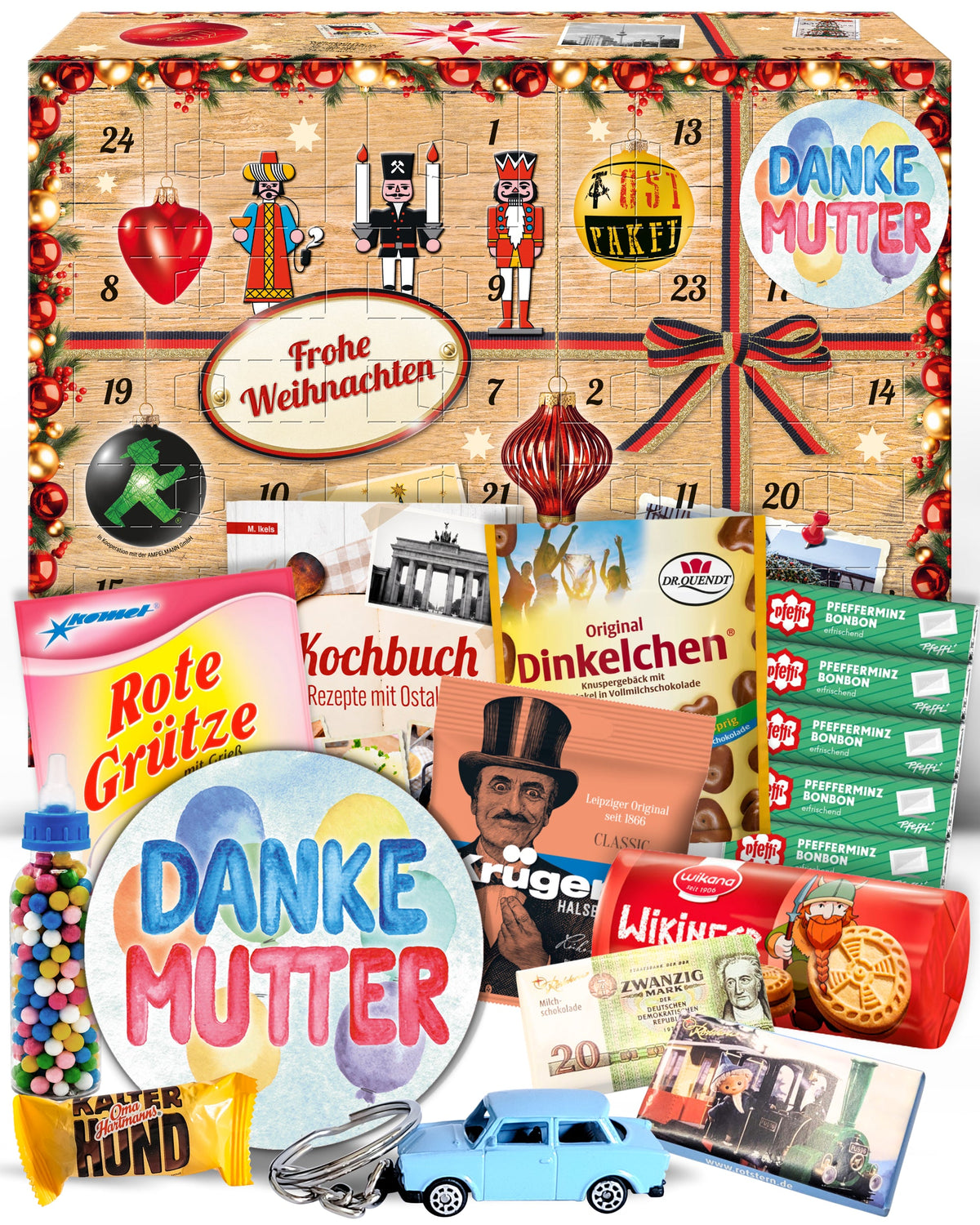 Danke Mutter - Ostalgie Adventskalender 2026 – 24 Erinnerungen & Kultprodukte mit Marken wie Viba, Halloren, Zetti, Komet & Pfeffi