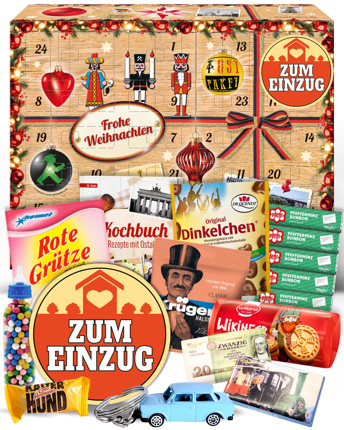 Zum Einzug - Ostalgie Adventskalender 2026 – 24 Erinnerungen & Kultprodukte mit Marken wie Viba, Halloren, Zetti, Komet & Pfeffi