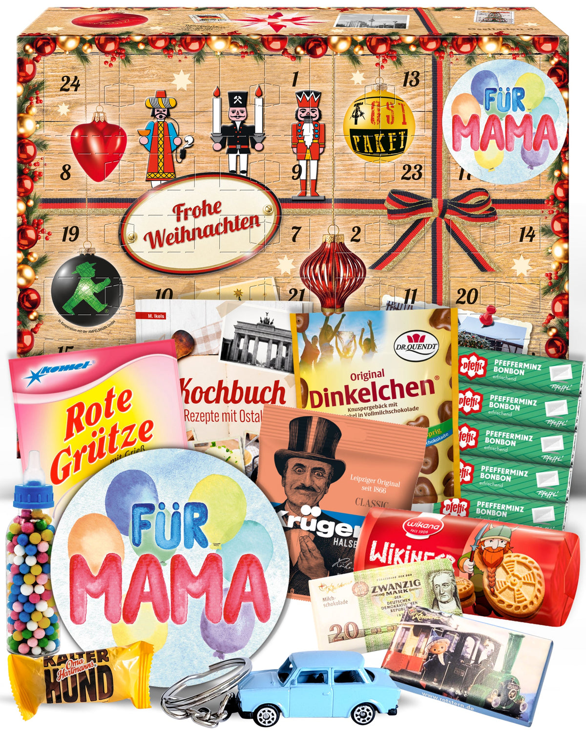 Für Mama - Ostalgie Adventskalender 2026 – 24 Erinnerungen & Kultprodukte mit Marken wie Viba, Halloren, Zetti, Komet & Pfeffi