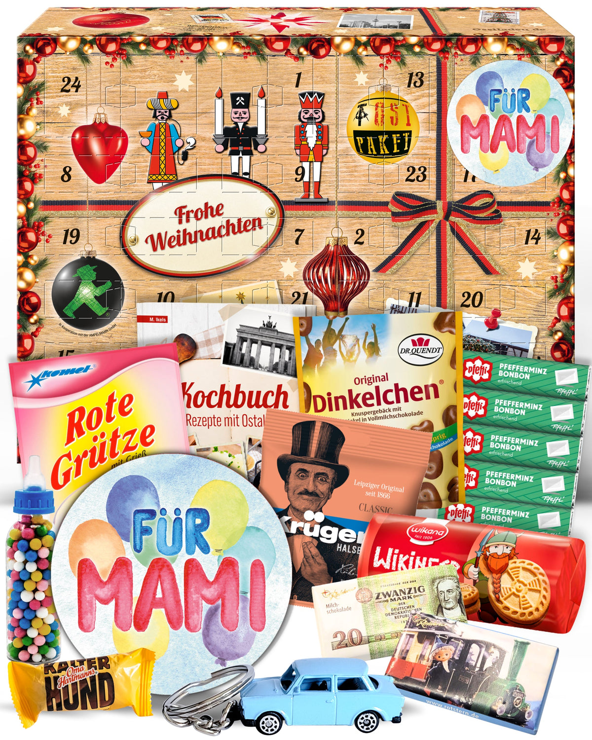 Für Mami - Ostalgie Adventskalender 2026 – 24 Erinnerungen & Kultprodukte mit Marken wie Viba, Halloren, Zetti, Komet & Pfeffi