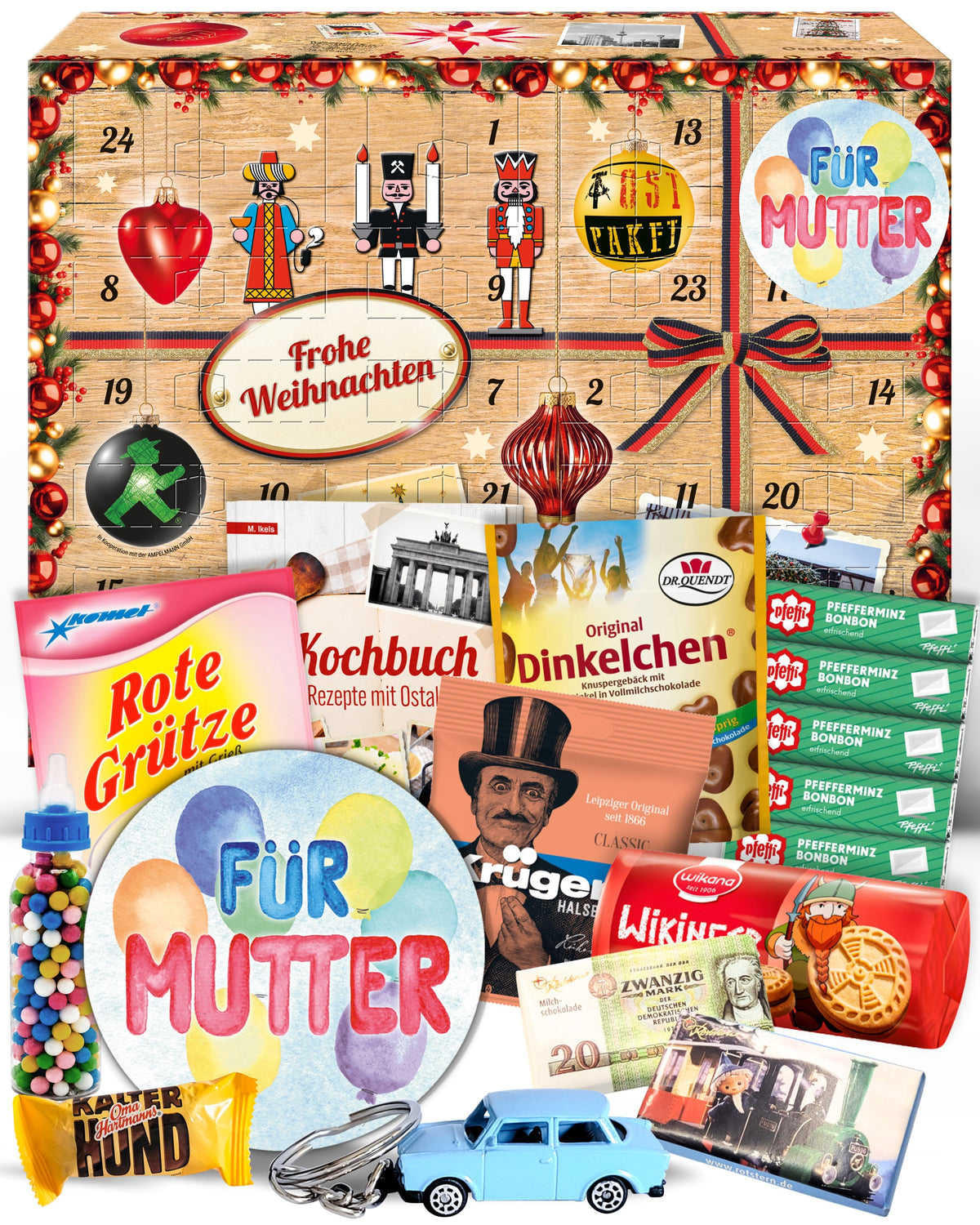 Für Mutter - Ostalgie Adventskalender 2026 – 24 Erinnerungen & Kultprodukte mit Marken wie Viba, Halloren, Zetti, Komet & Pfeffi