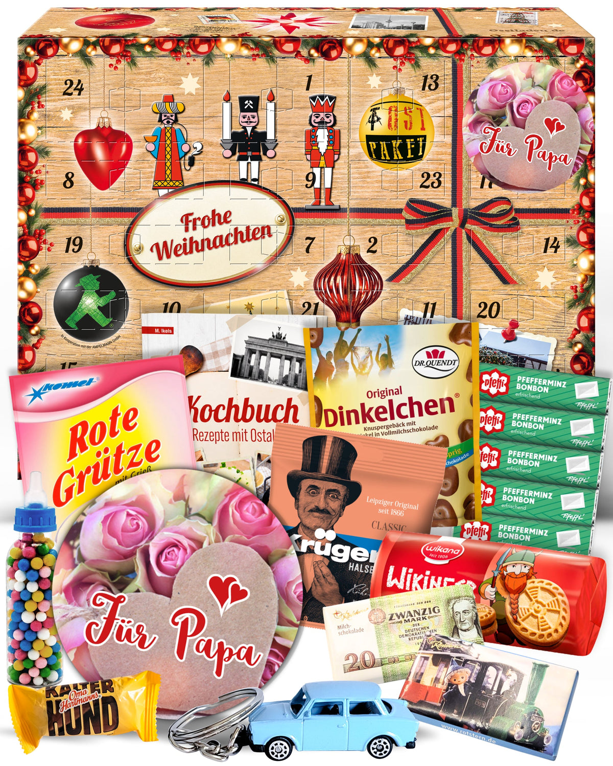 Für Papa - Ostalgie Adventskalender 2026 – 24 Erinnerungen & Kultprodukte mit Marken wie Viba, Halloren, Zetti, Komet & Pfeffi