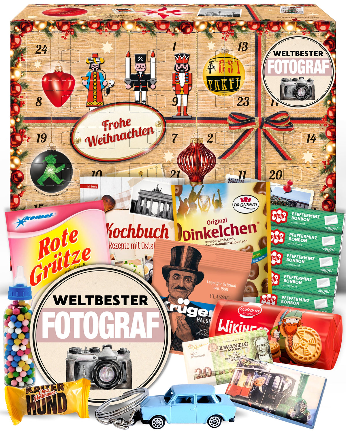 Weltbester Fotograf - Ostalgie Adventskalender 2026 – 24 Erinnerungen & Kultprodukte mit Marken wie Viba, Halloren, Zetti, Komet & Pfeffi