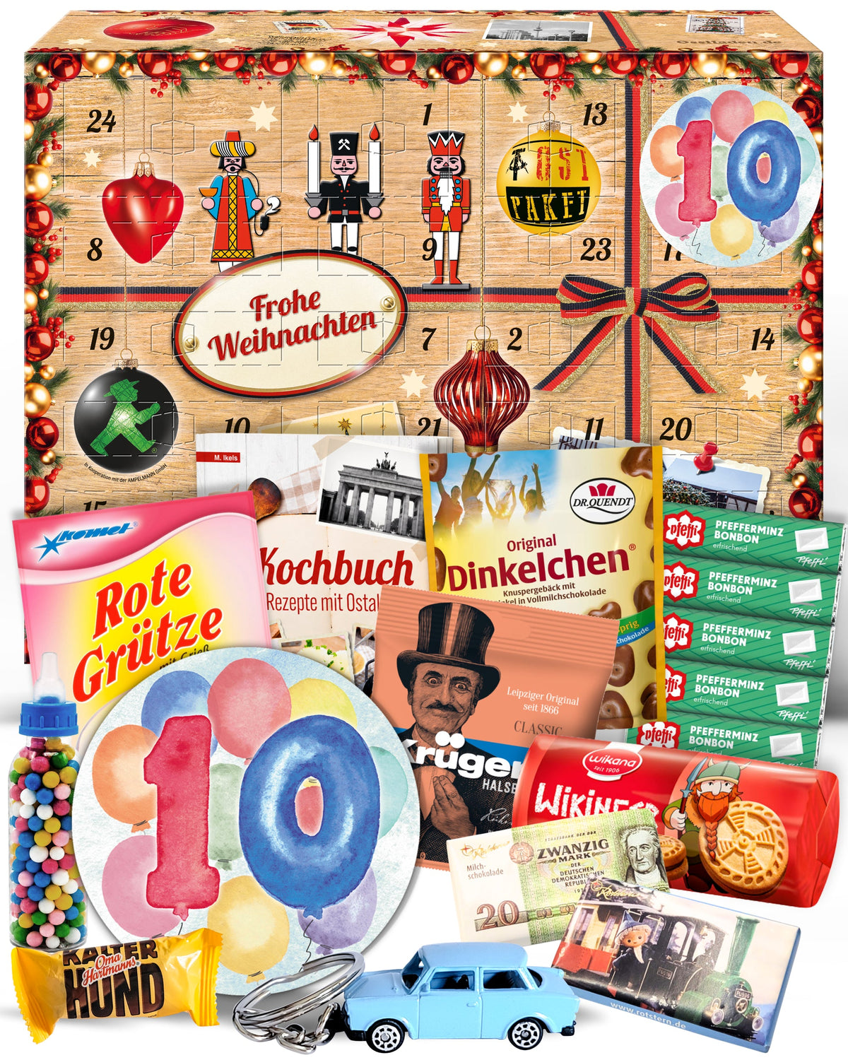 Geburtstag 10 - Adventskalender DDR 2025 mit Kultartikeln von Zetti, Dr. Quendt, Komet & Pfeffi – 24 nostalgische Überraschungen für Ostalgie-Fans