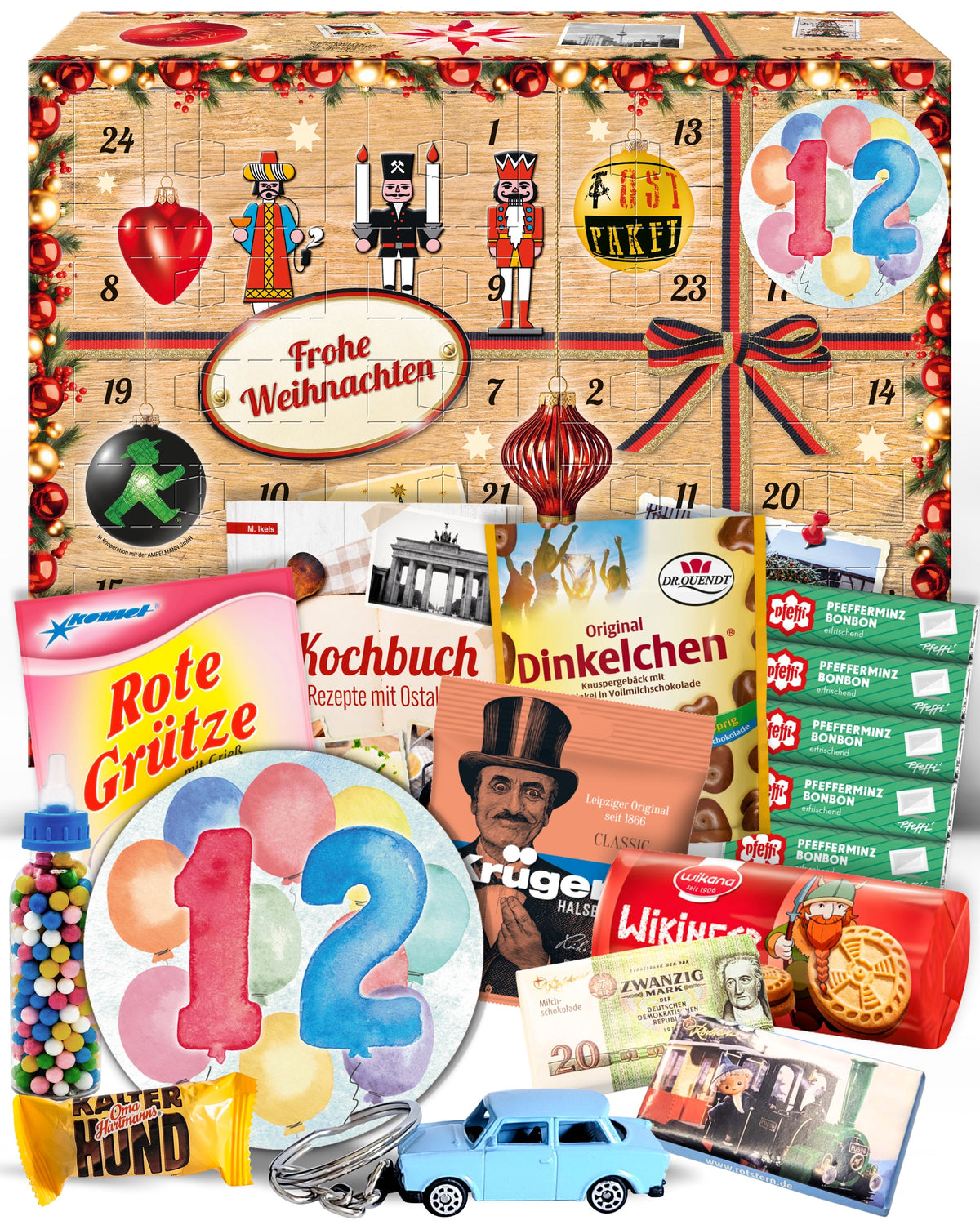 Geburtstag 12 - Adventskalender DDR 2025 mit Kultartikeln von Zetti, Dr. Quendt, Komet & Pfeffi – 24 nostalgische Überraschungen für Ostalgie-Fans