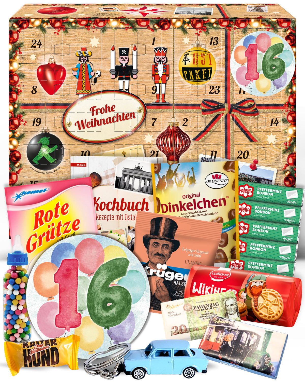 Geburtstag 16 - Adventskalender DDR 2025 mit Kultartikeln von Zetti, Dr. Quendt, Komet & Pfeffi – 24 nostalgische Überraschungen für Ostalgie-Fans