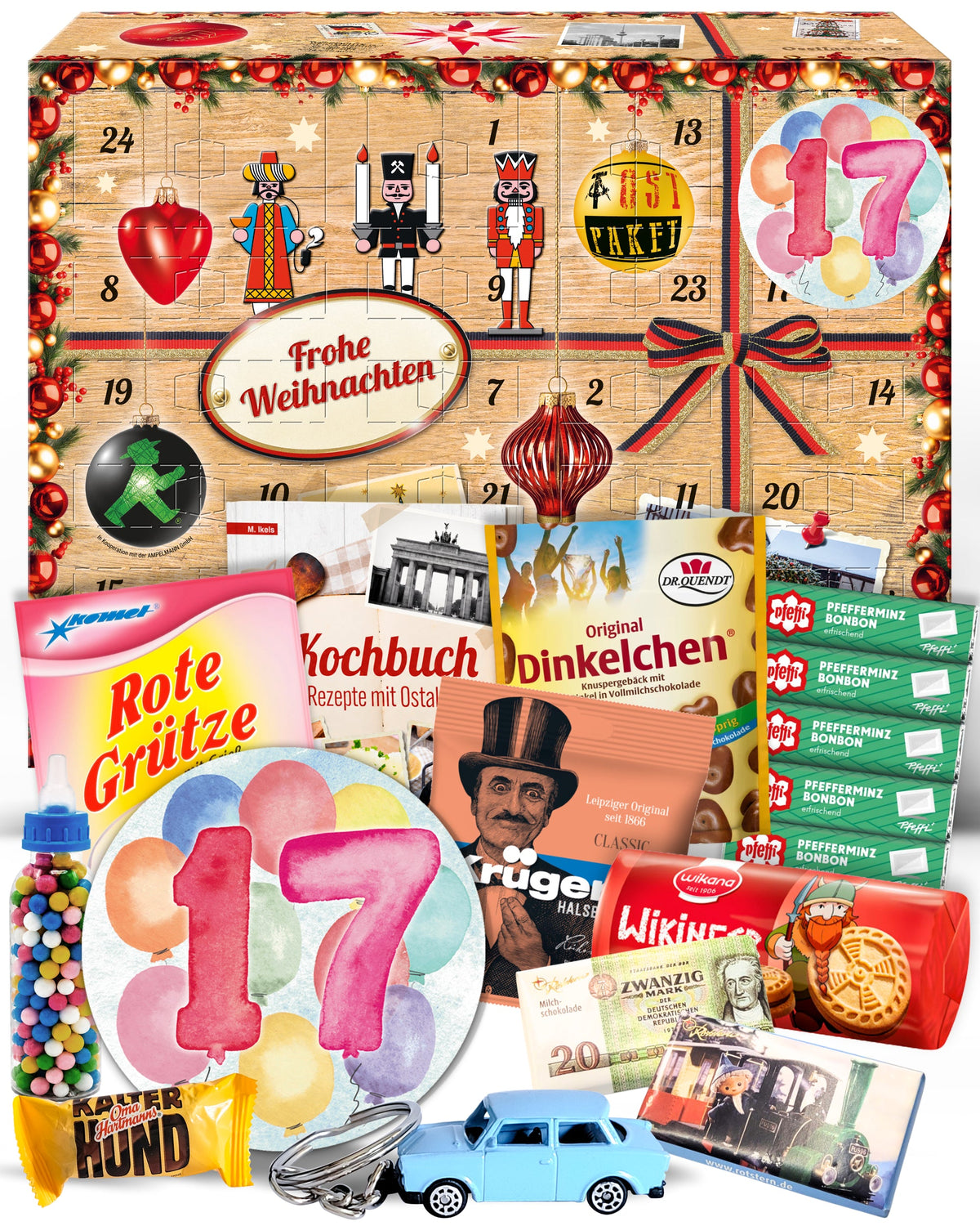 Geburtstag 17 - Adventskalender DDR 2025 mit Kultartikeln von Zetti, Dr. Quendt, Komet & Pfeffi – 24 nostalgische Überraschungen für Ostalgie-Fans