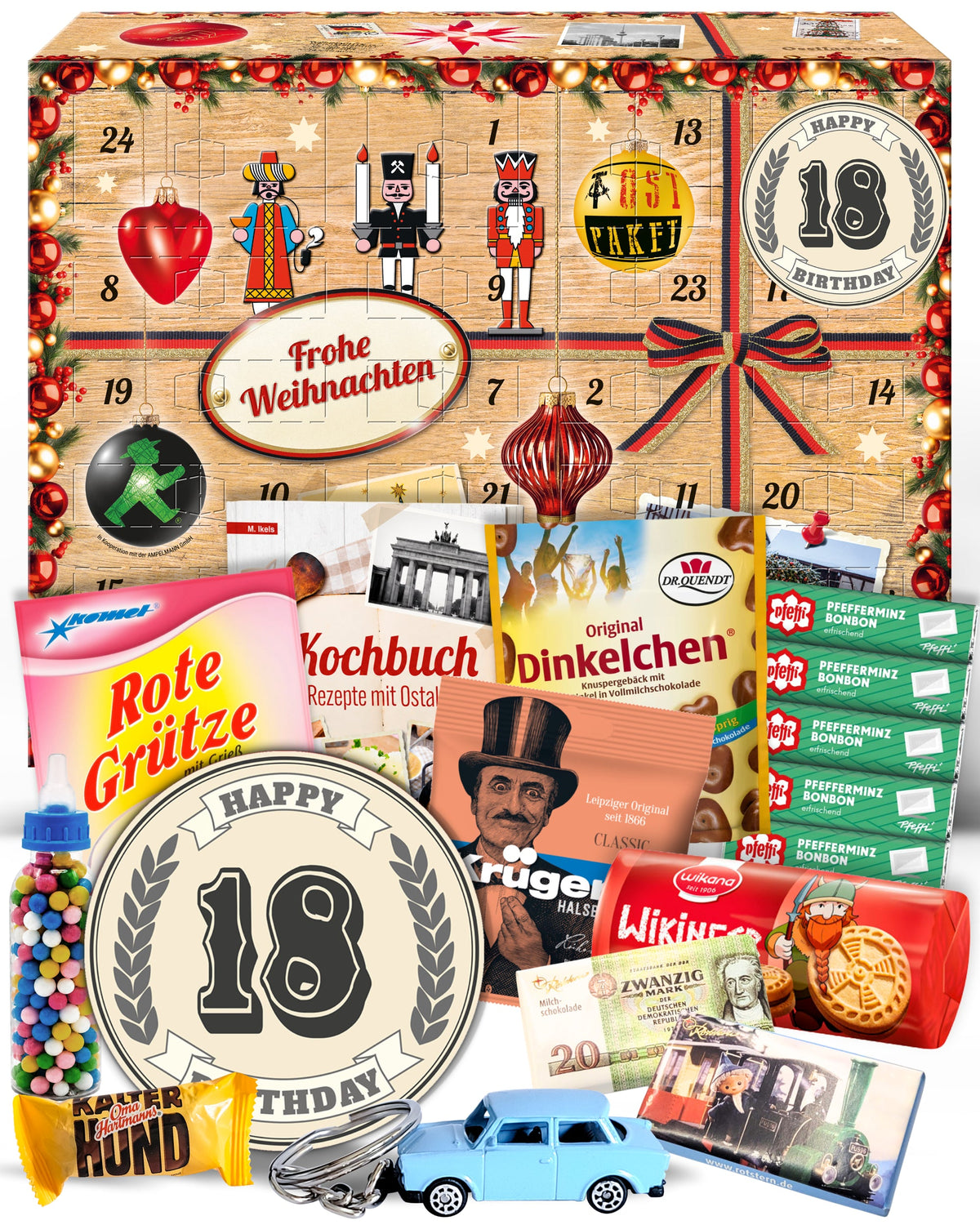 18. Geburtstag - Ostalgie Adventskalender 2026 – 24 Erinnerungen & Kultprodukte mit Marken wie Viba, Halloren, Zetti, Komet & Pfeffi