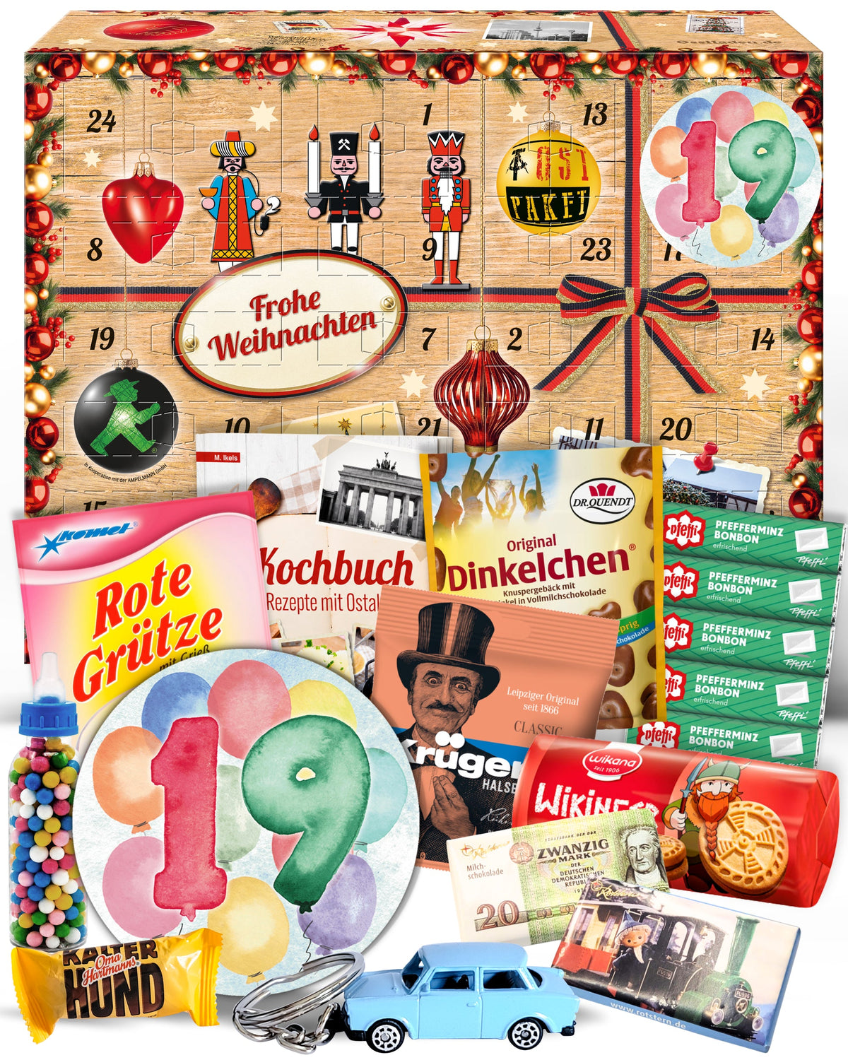 Geburtstag 19 - Adventskalender DDR 2025 mit Kultartikeln von Zetti, Dr. Quendt, Komet & Pfeffi – 24 nostalgische Überraschungen für Ostalgie-Fans
