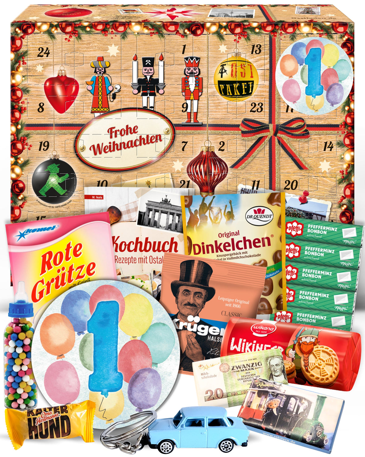 Geburtstag 1 - Adventskalender DDR 2025 mit Kultartikeln von Zetti, Dr. Quendt, Komet & Pfeffi – 24 nostalgische Überraschungen für Ostalgie-Fans