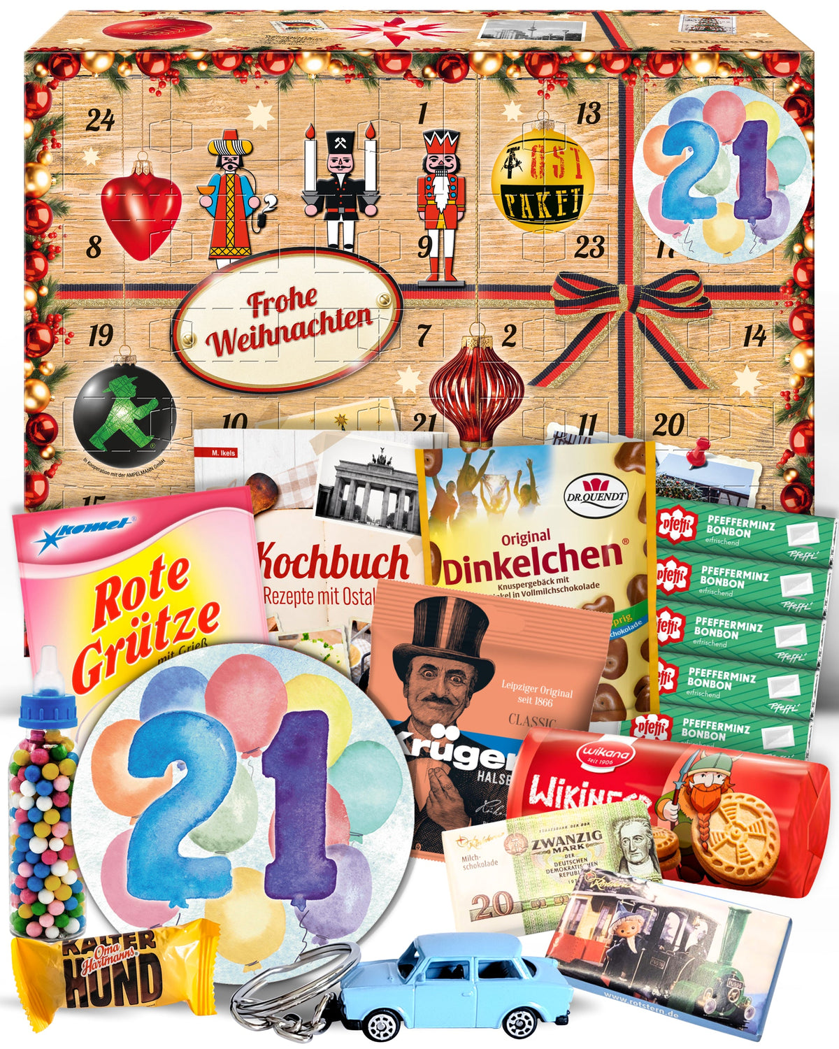 Geburtstag 21 - Adventskalender DDR 2025 mit Kultartikeln von Zetti, Dr. Quendt, Komet & Pfeffi – 24 nostalgische Überraschungen für Ostalgie-Fans
