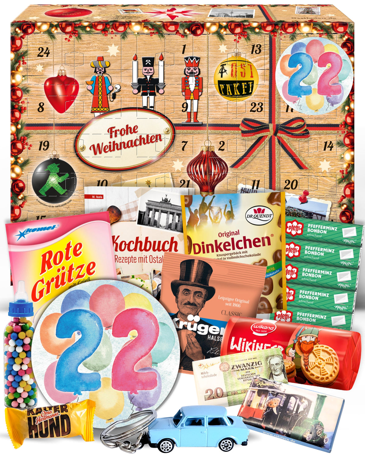 Geburtstag 22 - Adventskalender DDR 2025 mit Kultartikeln von Zetti, Dr. Quendt, Komet & Pfeffi – 24 nostalgische Überraschungen für Ostalgie-Fans