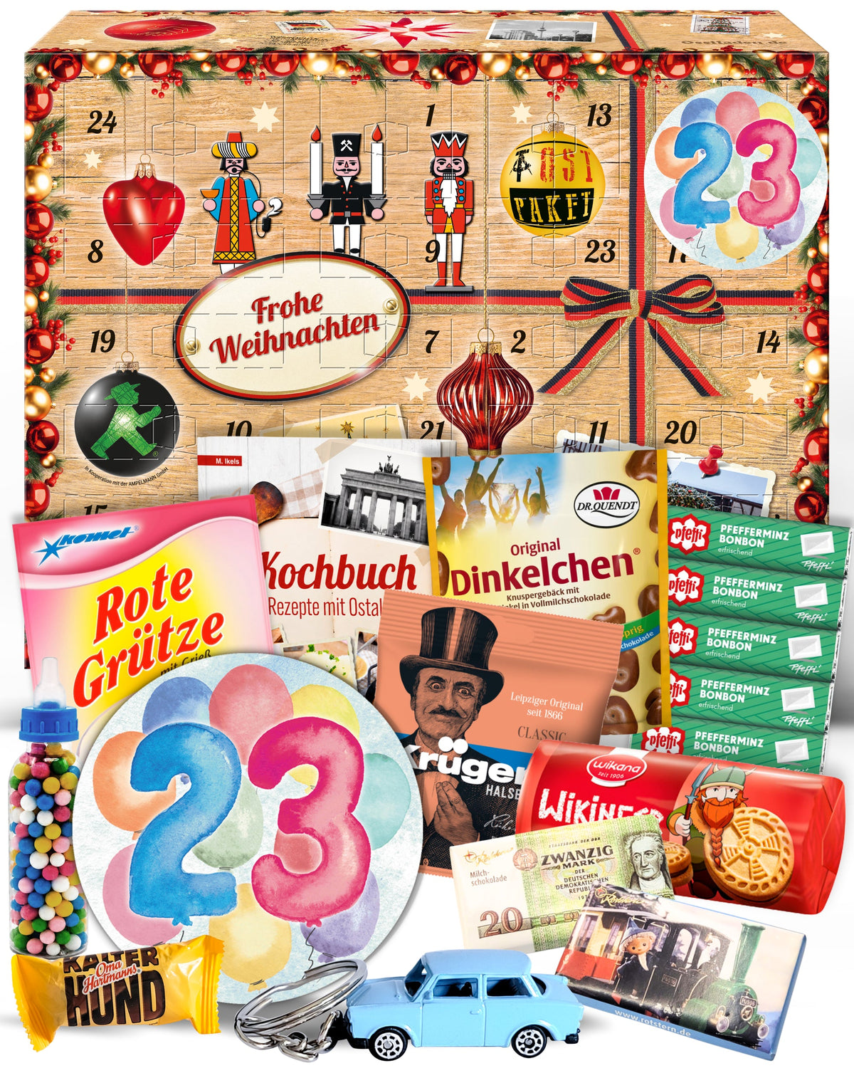 Geburtstag 23 - Adventskalender DDR 2025 mit Kultartikeln von Zetti, Dr. Quendt, Komet & Pfeffi – 24 nostalgische Überraschungen für Ostalgie-Fans