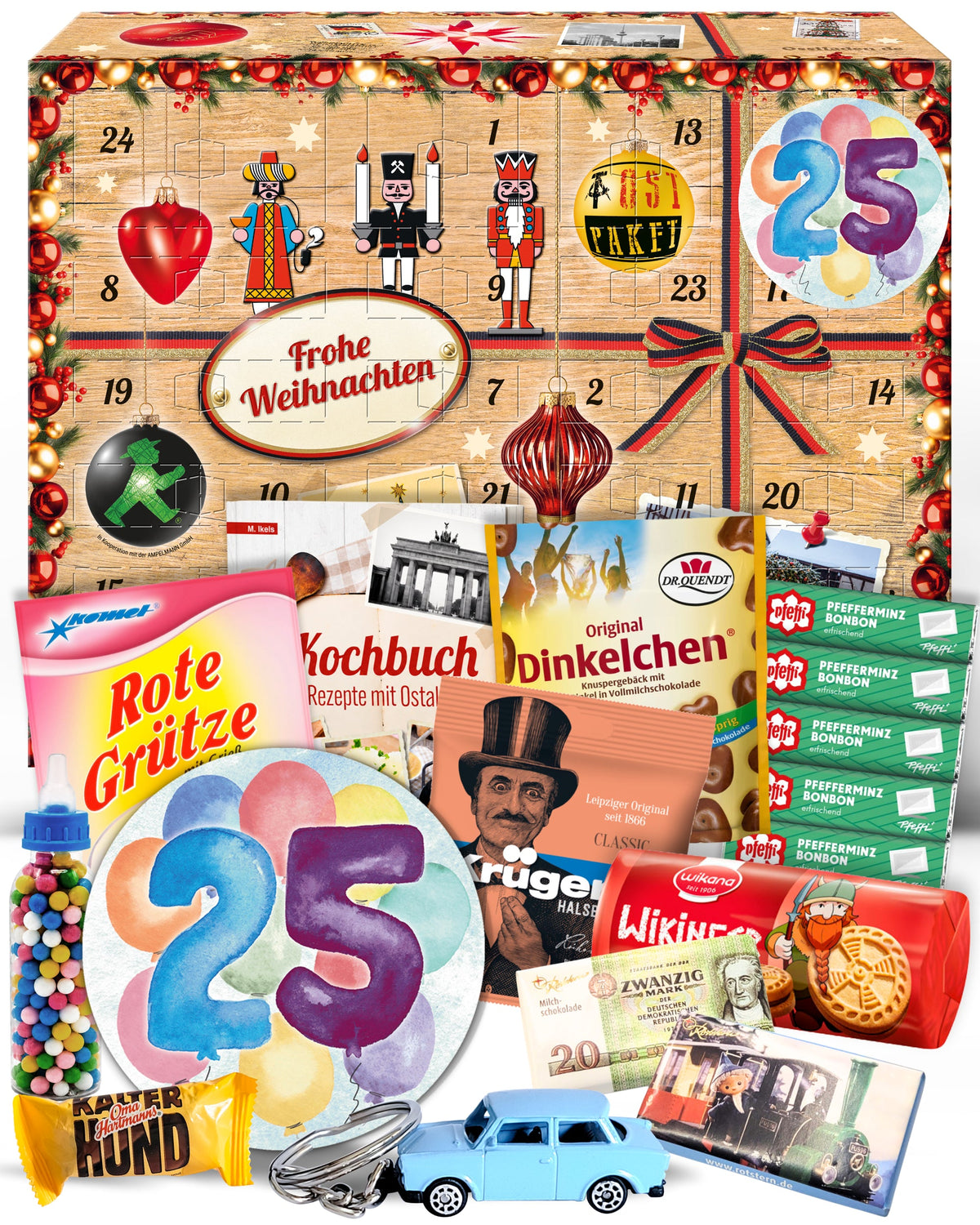Geburtstag 25 - Adventskalender DDR 2025 mit Kultartikeln von Zetti, Dr. Quendt, Komet & Pfeffi – 24 nostalgische Überraschungen für Ostalgie-Fans