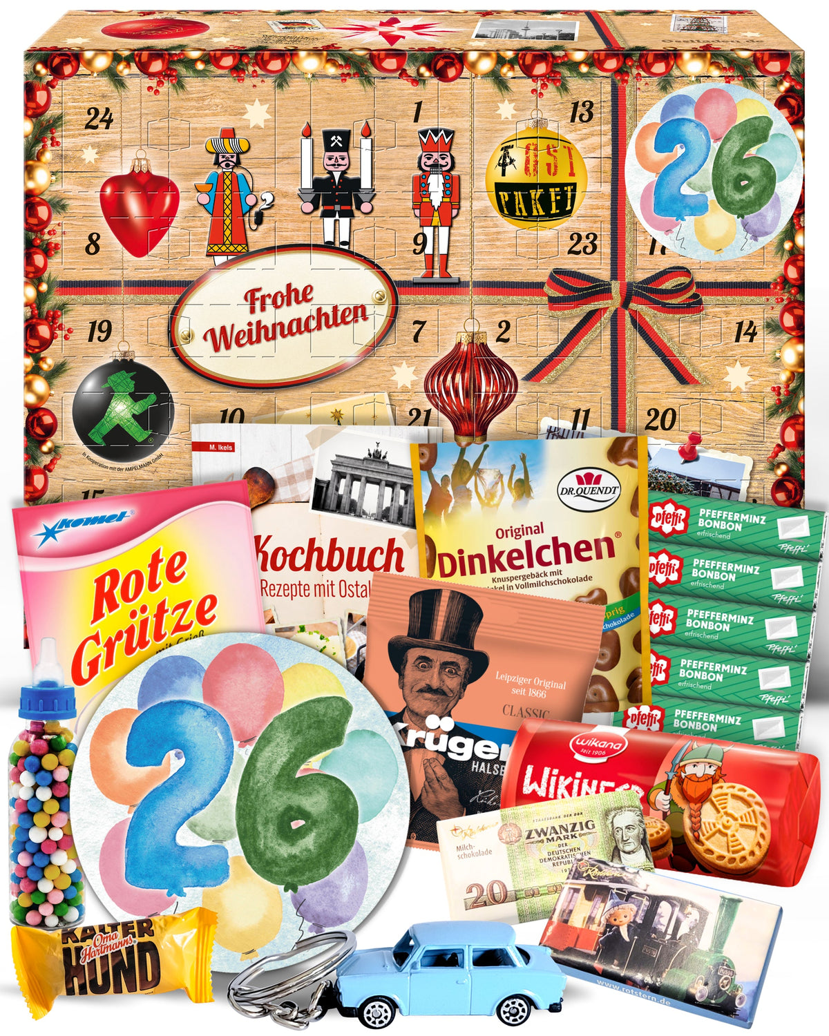 Geburtstag 26 - Adventskalender DDR 2025 mit Kultartikeln von Zetti, Dr. Quendt, Komet & Pfeffi – 24 nostalgische Überraschungen für Ostalgie-Fans