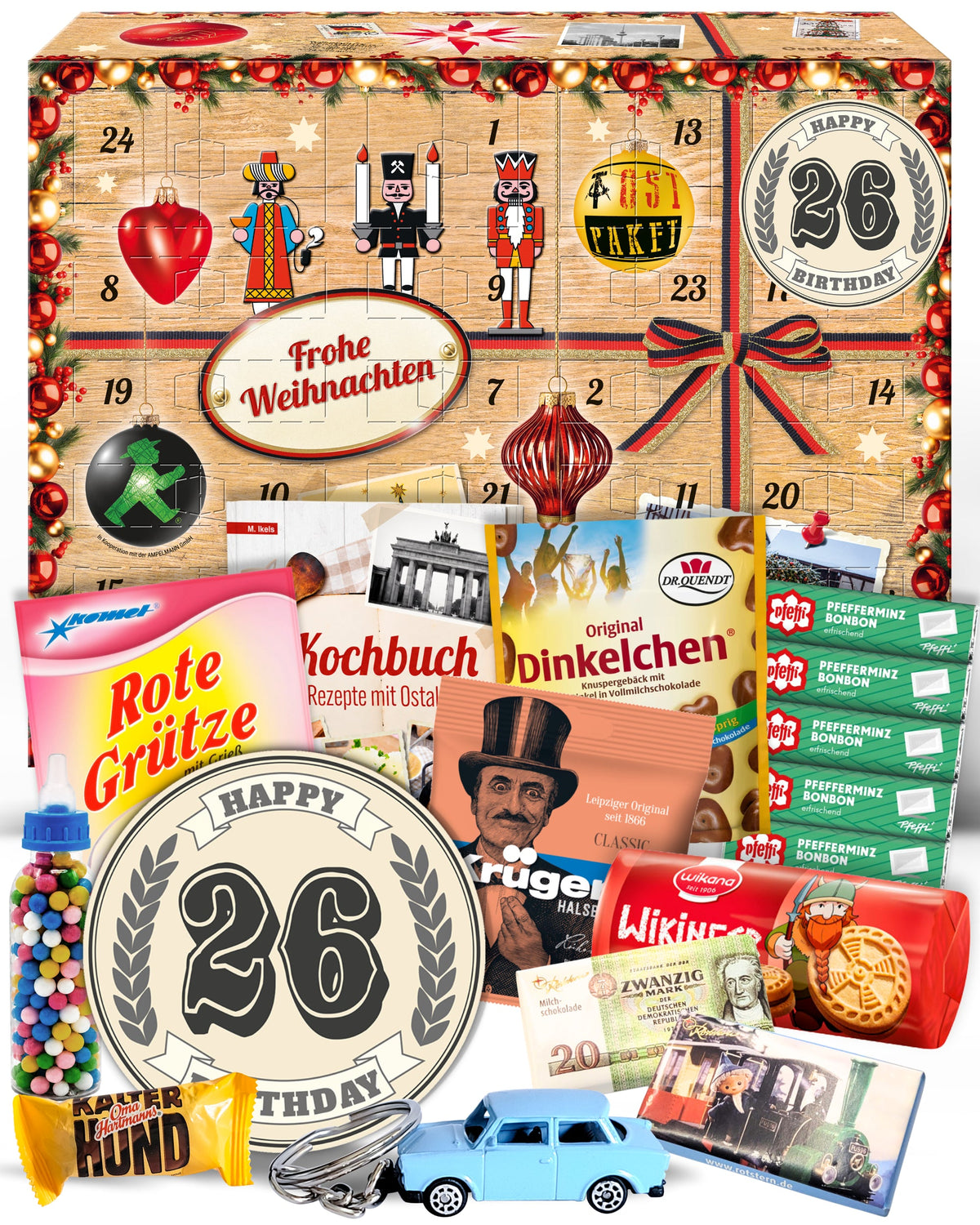 26. Geburtstag - Ostalgie Adventskalender 2026 – 24 Erinnerungen & Kultprodukte mit Marken wie Viba, Halloren, Zetti, Komet & Pfeffi