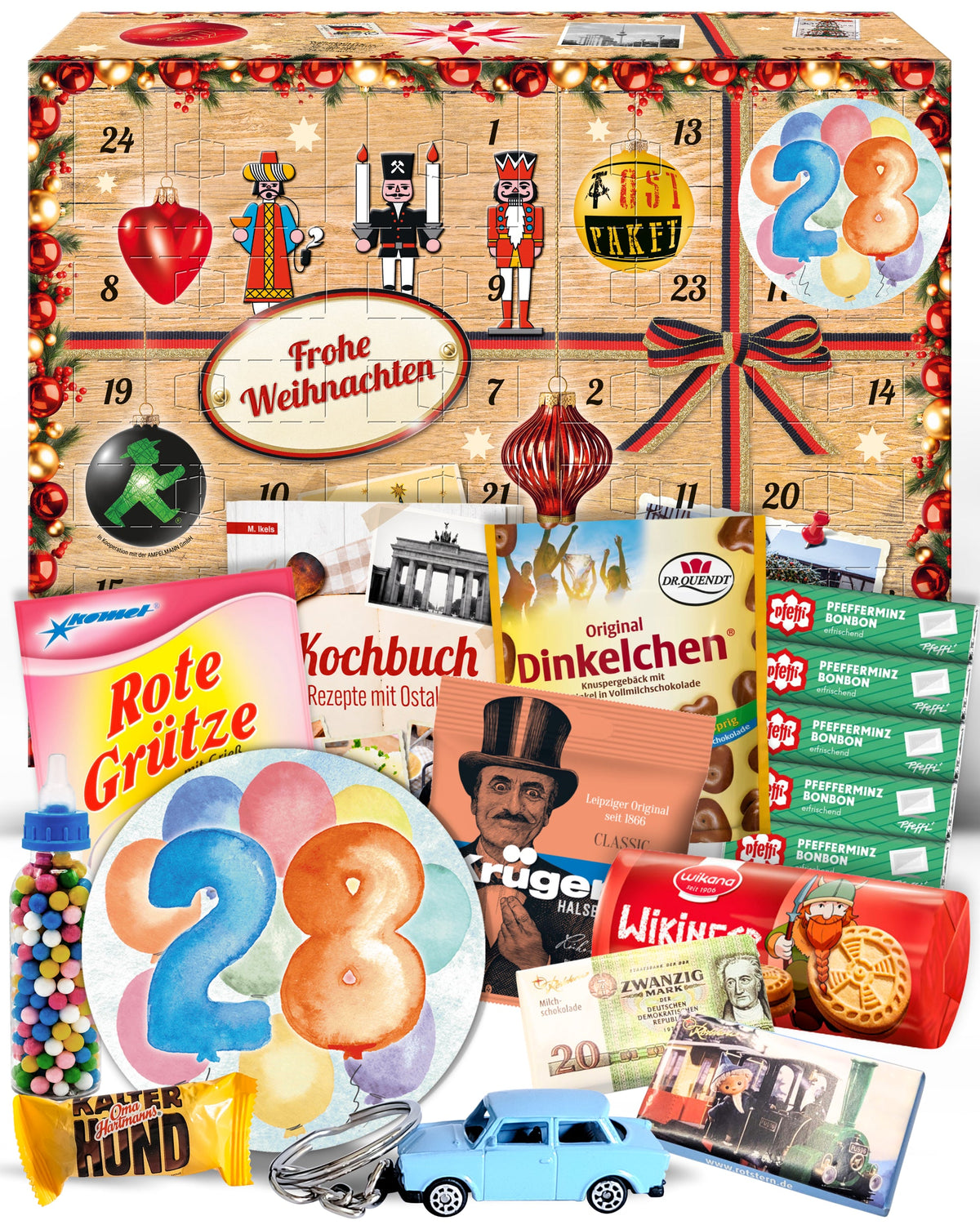 Geburtstag 28 - Adventskalender DDR 2025 mit Kultartikeln von Zetti, Dr. Quendt, Komet & Pfeffi – 24 nostalgische Überraschungen für Ostalgie-Fans