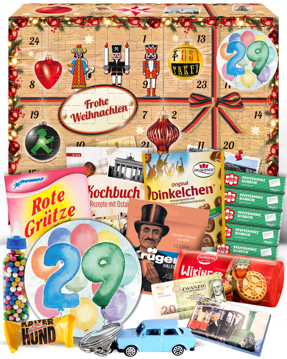 Geburtstag 29 - Adventskalender DDR 2025 mit Kultartikeln von Zetti, Dr. Quendt, Komet & Pfeffi – 24 nostalgische Überraschungen für Ostalgie-Fans