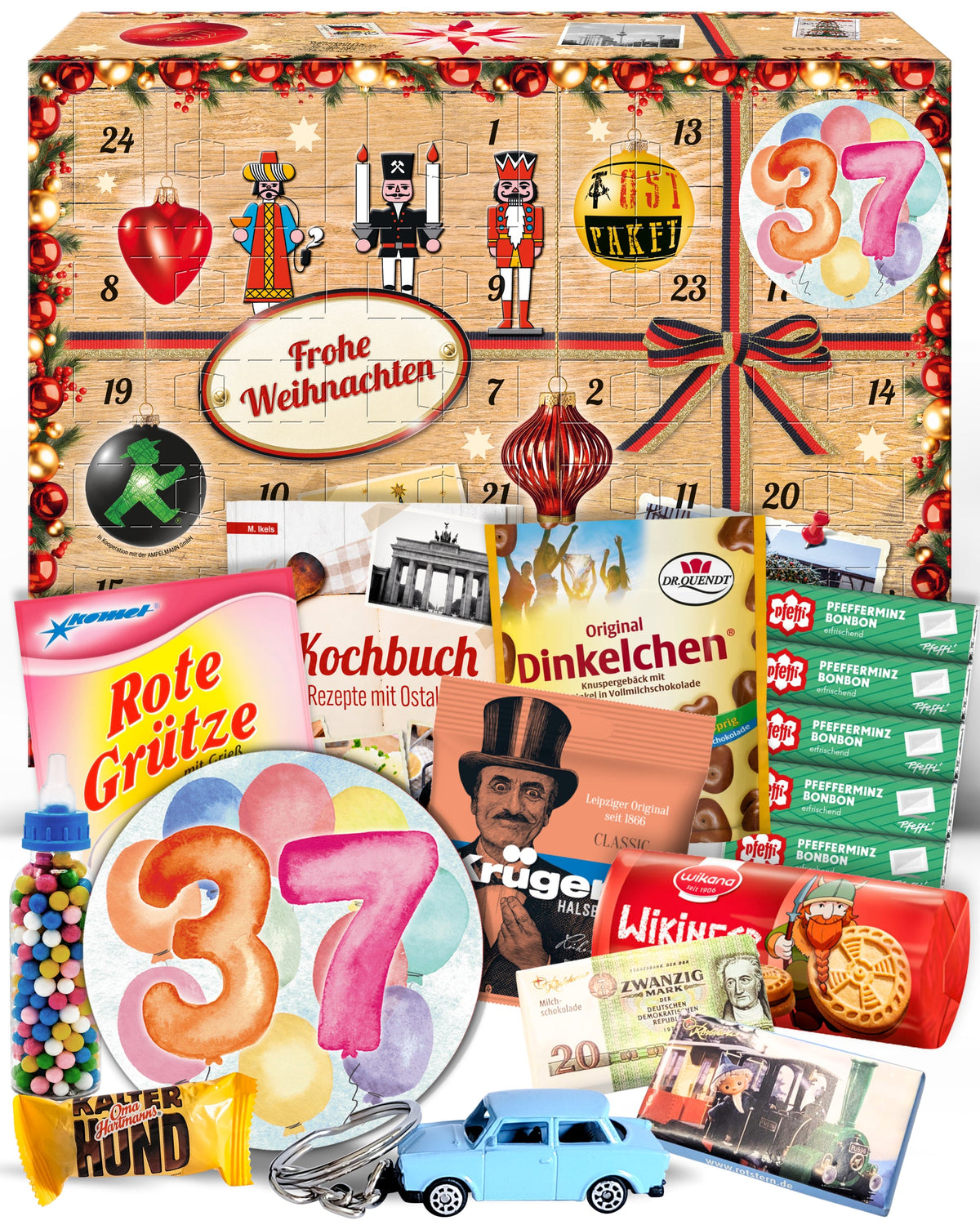 Geburtstag 37 - Adventskalender DDR 2025 mit Kultartikeln von Zetti, Dr. Quendt, Komet & Pfeffi – 24 nostalgische Überraschungen für Ostalgie-Fans