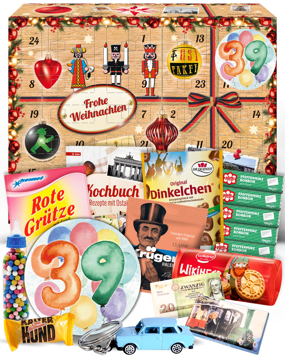 Geburtstag 39 - Adventskalender DDR 2025 mit Kultartikeln von Zetti, Dr. Quendt, Komet & Pfeffi – 24 nostalgische Überraschungen für Ostalgie-Fans