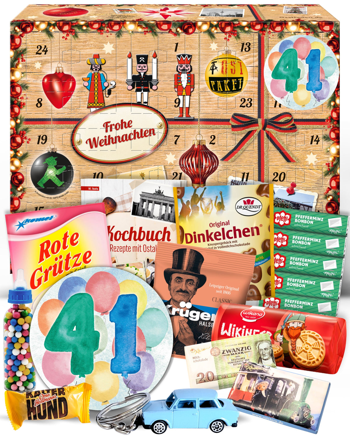 Geburtstag 41 - Adventskalender DDR 2025 mit Kultartikeln von Zetti, Dr. Quendt, Komet & Pfeffi – 24 nostalgische Überraschungen für Ostalgie-Fans